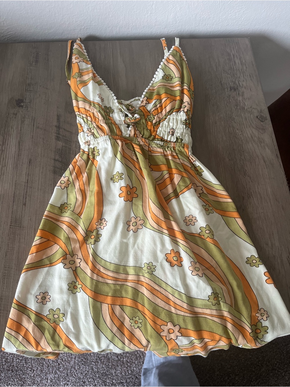 wild fable Cream, Orange & Green Floral Mini Dress